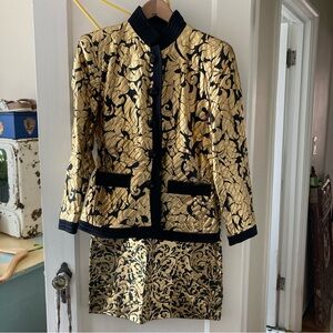 Saint Laurent Black and Gold Patterned suit